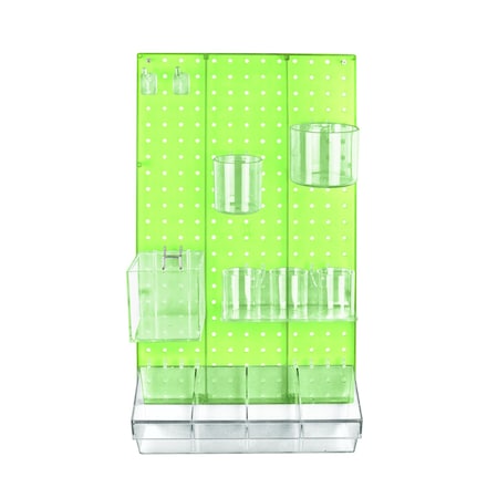 Azar Displays 12-Piece Green Pegboard Organizer Kit with 1 Panel and Accessory 900942-GRE